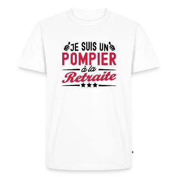 je suis un pompier à la retraite - T-shirt Premium bio Homme - blanc - Devant - Nico (187cm)
