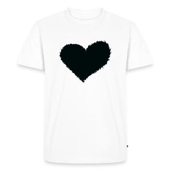 Coeur noir brûlant - T-shirt Premium bio Homme - blanc - Devant - Nico (187cm)
