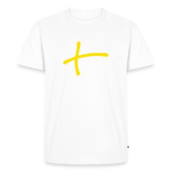 Drapeau suédois comme coups de pinceau - T-shirt Premium bio Homme - blanc - Devant - Nico (187cm)