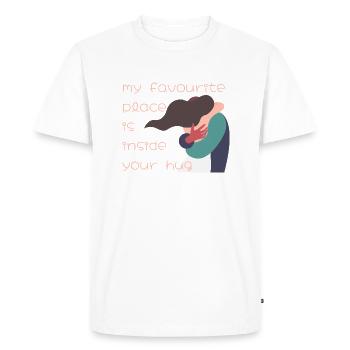 Mon endroit préféré est à l’intérieur de ton câlin - T-shirt Premium bio Homme - blanc - Devant - Nico (187cm)