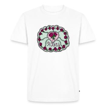 Embroderie Roses in colour - Men's Premium Organic T-Shirt - white - Front - Nico (187cm)