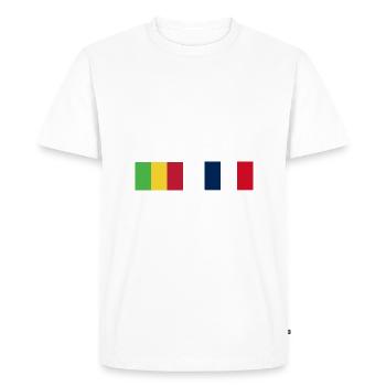 Moitié Français Moitié Mali - T-shirt Premium bio Homme - blanc - Devant - Nico (187cm)