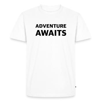 Découvrez l’aventure : l’aventure vous attend, en plein air - T-shirt Premium bio Homme - blanc - Devant - Nico (187cm)