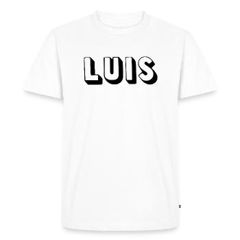 Name - Luis - Men's Premium Organic T-Shirt - white - Front - Nico (187cm)