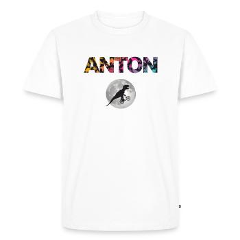 ANTON - Beau prénom de garçon avec dinosaure - T-shirt Premium bio Homme - blanc - Devant - Nico (187cm)