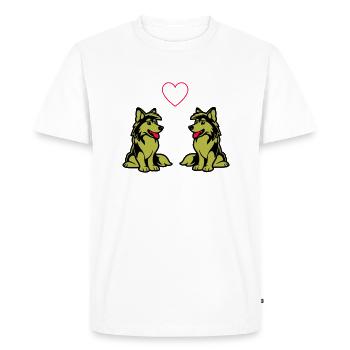 Chien Bande dessinée Amour de chien - T-shirt Premium bio Homme - blanc - Devant - Nico (187cm)