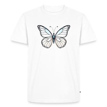 Papillon bleu détaillé dans un design minimaliste - T-shirt Premium bio Homme - blanc - Devant - Nico (187cm)