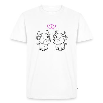 vache bébé amour - T-shirt Premium bio Homme - blanc - Devant - Nico (187cm)