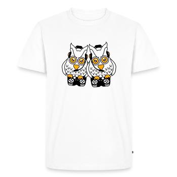2 hiboux gamers jouent en équipe amis duo de deux joueurs - T-shirt Premium bio Homme - blanc - Devant - Nico (187cm)