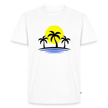 Palm Tree Plage Soleil Mer - T-shirt Premium bio Homme - blanc - Devant - Nico (187cm)