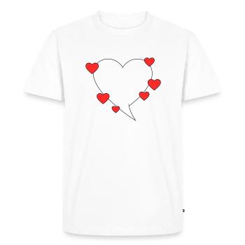 Bulle de dialogue avec des cœurs - T-shirt Premium bio Homme - blanc - Devant - Nico (187cm)