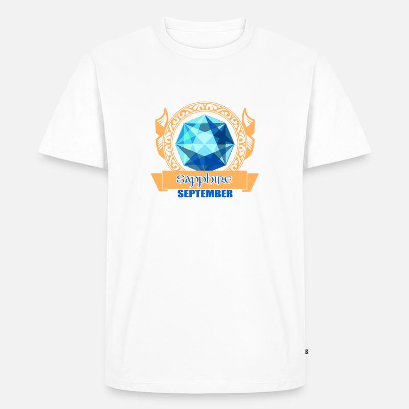 Saphir Stein - Männer Premium Bio T-Shirt - Weiß