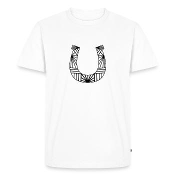 Huffero, Horseshoe No: 020 - Men's Premium Organic T-Shirt - white - Front - Nico (187cm)
