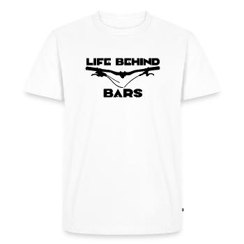 life behind bars bicycle t shirt cycling - T-shirt Premium bio Homme - blanc - Devant - Nico (187cm)