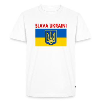 Slava ukraini - T-shirt Premium bio Homme - blanc - Devant - Nico (187cm)