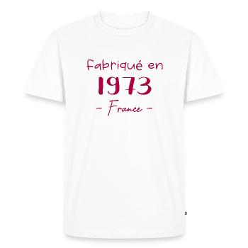 MADE IN FRANCE 1973 - T-shirt Premium bio Homme - blanc - Devant - Nico (187cm)