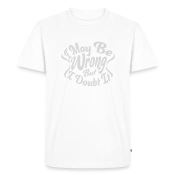 Je peux me tromper - T-shirt Premium bio Homme - blanc - Devant - Nico (187cm)