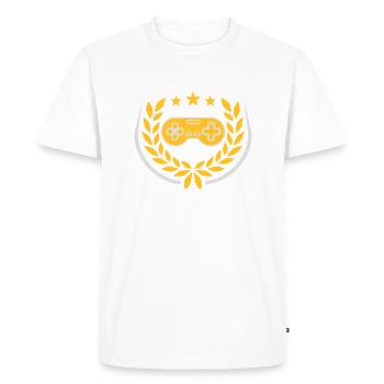 Laurel Wreath Retro Gamer Controller - Men's Premium Organic T-Shirt - white - Front - Nico (187cm)