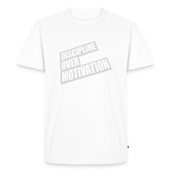 Citation de discipline sur la motivation - T-shirt Premium bio Homme - blanc - Devant - Nico (187cm)