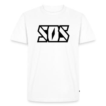 SOS lettering - Men's Premium Organic T-Shirt - white - Front - Nico (187cm)