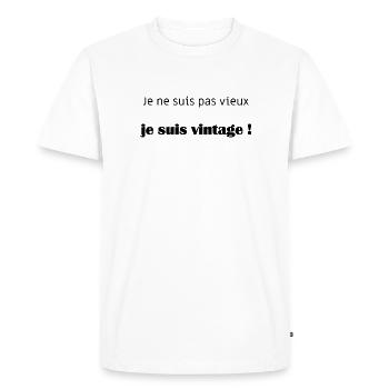 Je ne suis pas vieux je suis vintage - T-shirt Premium bio Homme - blanc - Devant - Nico (187cm)