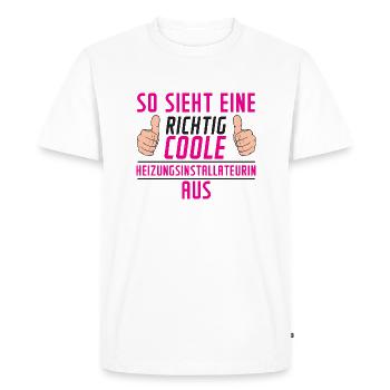Heizungsinstallateurin | | | Heizung - Männer Premium Bio T-Shirt - Weiß - Vorne - Nico (187cm)