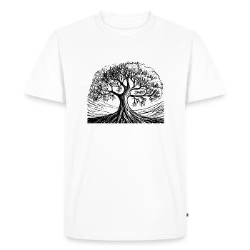 Bonsaï arbre forestier noir blanc - T-shirt Premium bio Homme - blanc - Devant - Nico (187cm)