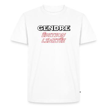GENDRE édition limitée - T-shirt Premium bio Homme - blanc - Devant - Nico (187cm)