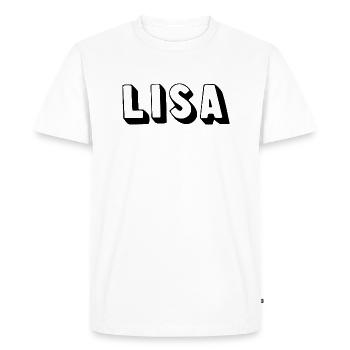 Nom - Lisa - T-shirt Premium bio Homme - blanc - Devant - Nico (187cm)
