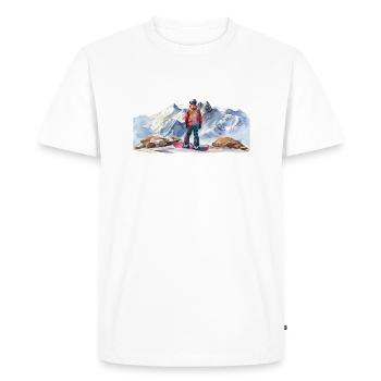 Snowboarders in the mountains Snowboarders in the mountains - Men's Premium Organic T-Shirt - white - Front - Nico (187cm)