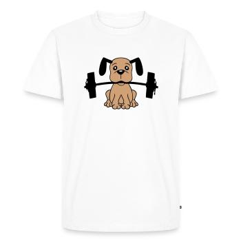 Chien Bodybuilder Muscles forts Gym Haltérophilie - T-shirt Premium bio Homme - blanc - Devant - Nico (187cm)