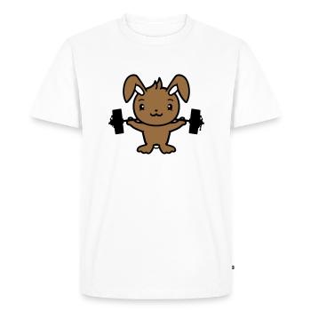 Bunny Bodybuilder Gym Muscles Fort Fitness Poids - T-shirt Premium bio Homme - blanc - Devant - Nico (187cm)