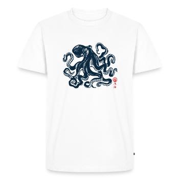 Pieuvre avec Kanji - T-shirt Premium bio Homme - blanc - Devant - Nico (187cm)