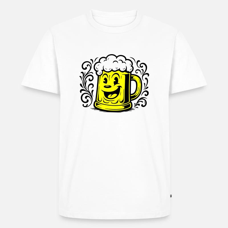 Bier Lustig Comic - Männer Premium Bio T-Shirt - Weiß