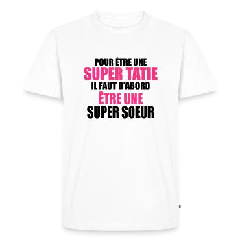 pour être une super tatie - T-shirt Premium bio Homme - blanc - Devant - Nico (187cm)