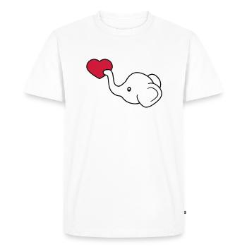tête d'éléphant coeur amour donner en amour assis - T-shirt Premium bio Homme - blanc - Devant - Nico (187cm)