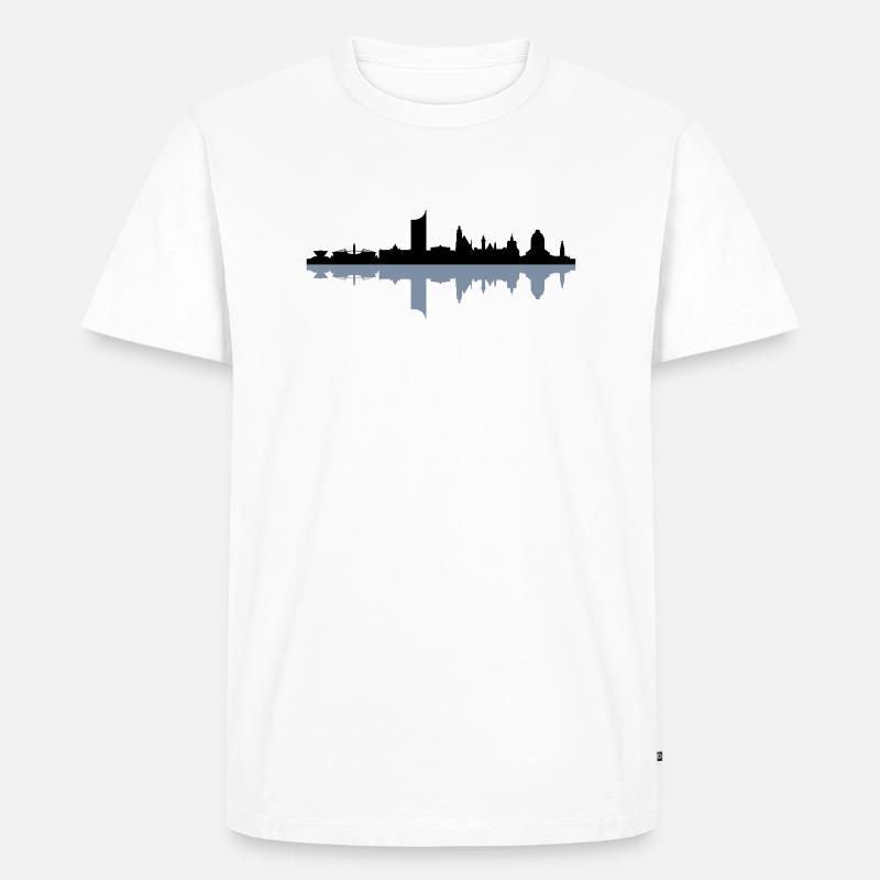 Skyline Leipzig Schatten - Männer Premium Bio T-Shirt - Weiß