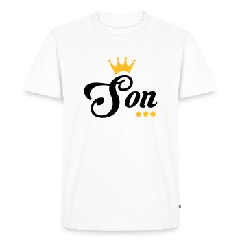 Fils / Fille / Petit-Fils / Petite-Fille - T-shirt Premium bio Homme - blanc - Devant - Nico (187cm)
