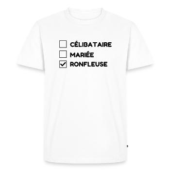 Ronfler / Ronfleur / Ronfleuse / Ronflement - T-shirt Premium bio Homme - blanc - Devant - Nico (187cm)