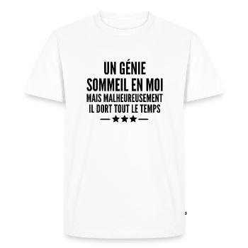 un génie sommeil en moi - T-shirt Premium bio Homme - blanc - Devant - Nico (187cm)