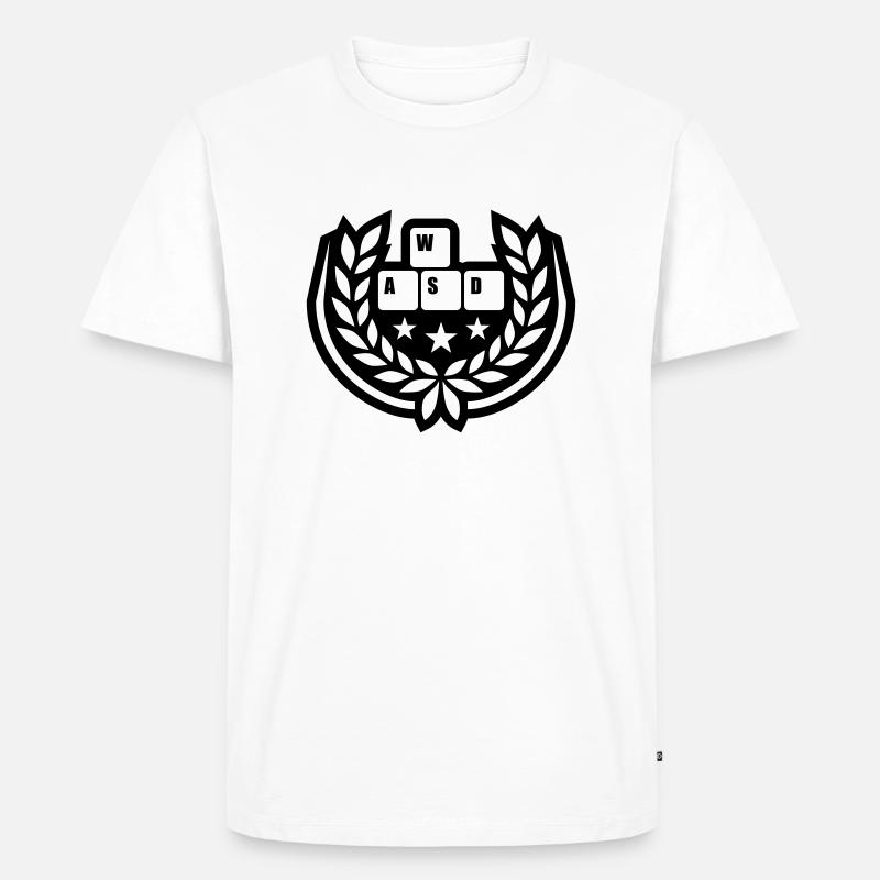 Computer WASD Lorbeerkranz Sterne - Männer Premium Bio T-Shirt - Weiß