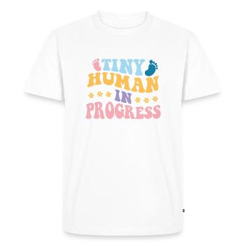Tiny Human In Progress - Parcours de grossesse - T-shirt Premium bio Homme - blanc - Devant - Nico (187cm)