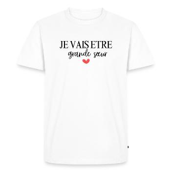 je vais etre grande sœur - T-shirt Premium bio Homme - blanc - Devant - Nico (187cm)