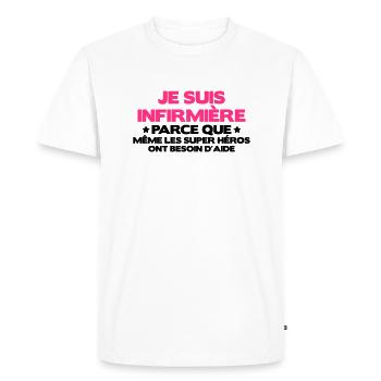 je suis infirmière - T-shirt Premium bio Homme - blanc - Devant - Nico (187cm)
