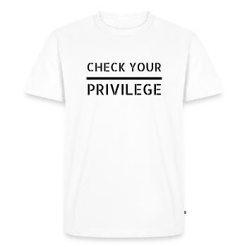 féminisme - vérifiez votre privilège - T-shirt Premium bio Homme - blanc - Devant - Nico (187cm)