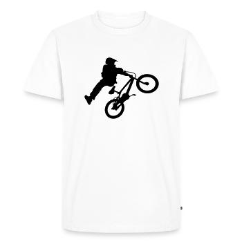 bmx à personnaliser avec texte/flamming - T-shirt Premium bio Homme - blanc - Devant - Nico (187cm)