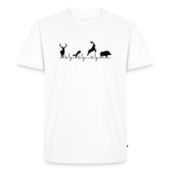 Puls chasseur chasse cadeau sanglier chasseur - T-shirt Premium bio Homme - blanc - Devant - Nico (187cm)