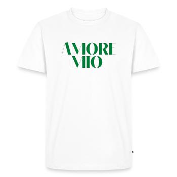 AMORE MIO MON AMOUR vert idée cadeau citation - T-shirt Premium bio Homme - blanc - Devant - Nico (187cm)