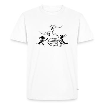 Galette saucisse naissance d une légende - T-shirt Premium bio Homme - blanc - Devant - Nico (187cm)