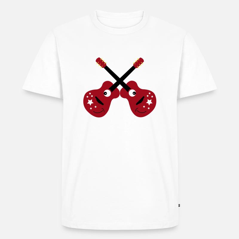 Lächelnde Doppelgitarren - Männer Premium Bio T-Shirt - Weiß